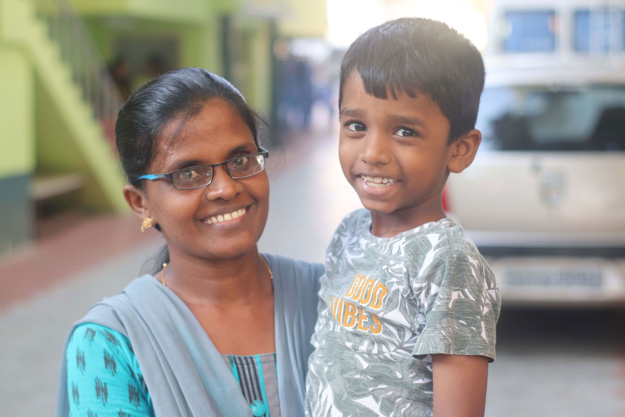 Happy mum and son