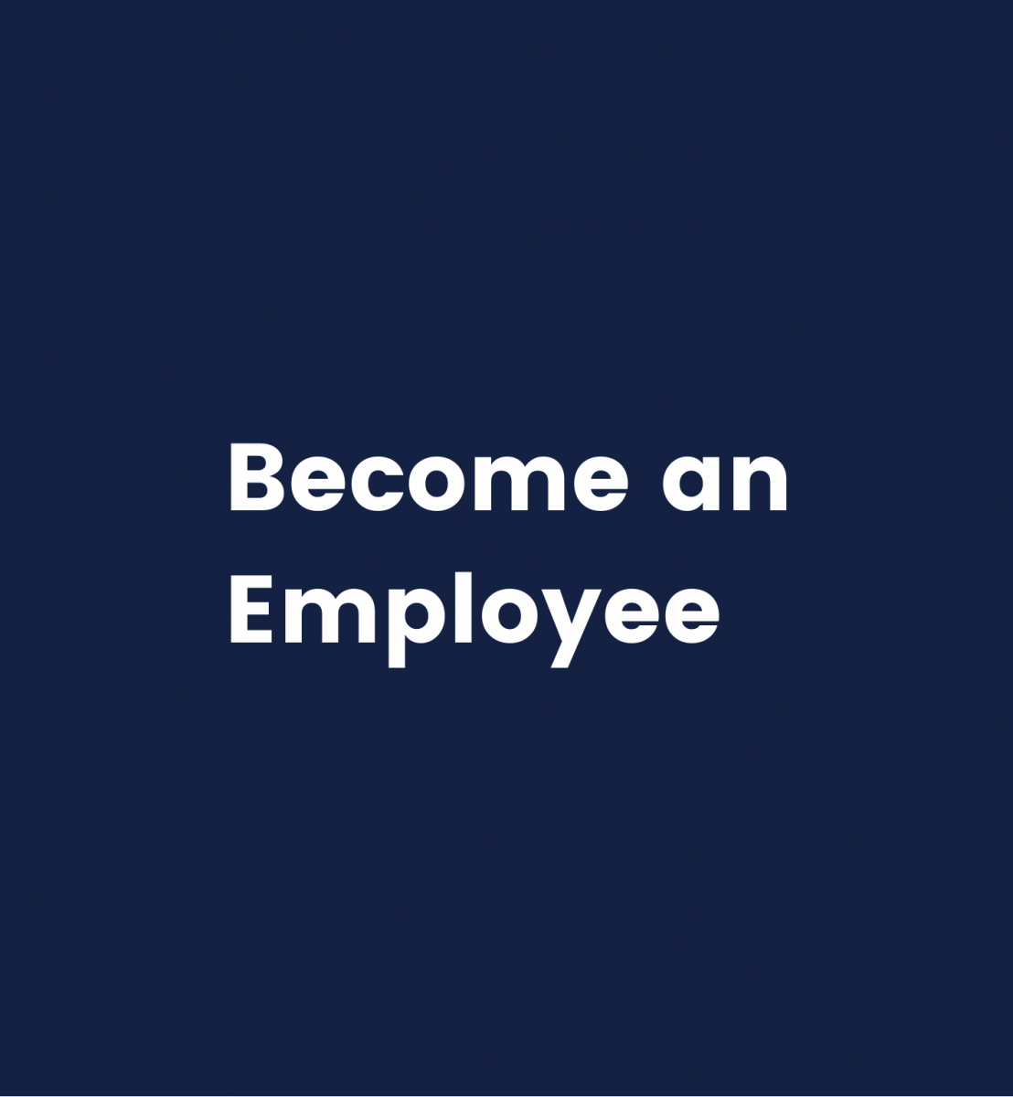 dark blue graphic saying become an employee