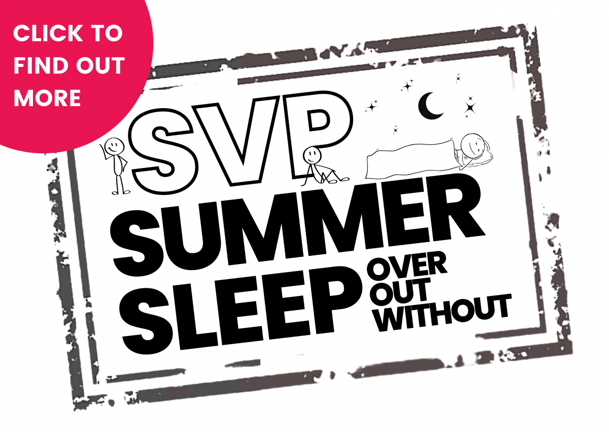 SVP Summer Sleep logo with stick men sleeping or waving
